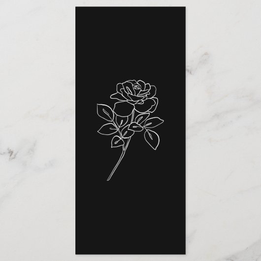 Premium zwart-wit Franse Rozen Wedding Menu (Achterkant)