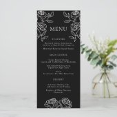 Premium zwart-wit Franse Rozen Wedding Menu (Staand voorkant)