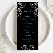Premium zwart-wit Franse Rozen Wedding Menu