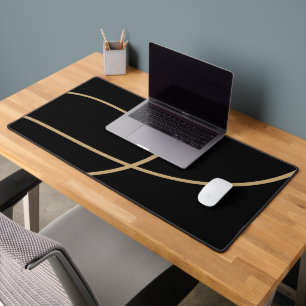 Premium Zwarte Goud Tech Stijl Bureaumat