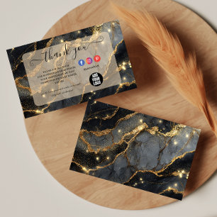 Premium Zwarte Marmer Goud Glam Zakelijk Bedankkaart