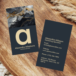 Premium Zwarte Marmeren Branding Visitekaartje