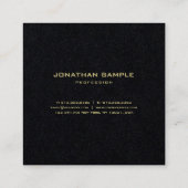 Premium - zwarte, moderne, minimale Gold-tekst ele Vierkante Visitekaartje (Achterkant)