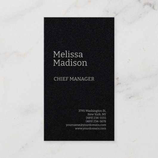 Premium - zwarte, moderne, minimale professionele  visitekaartje (Voorkant)