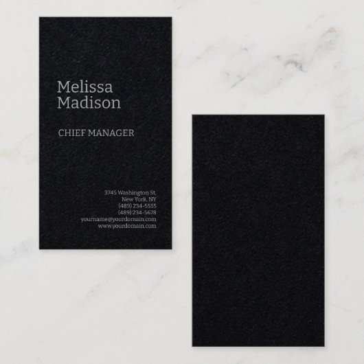 Premium - zwarte, moderne, minimale professionele  visitekaartje (Voorkant / Achterkant)