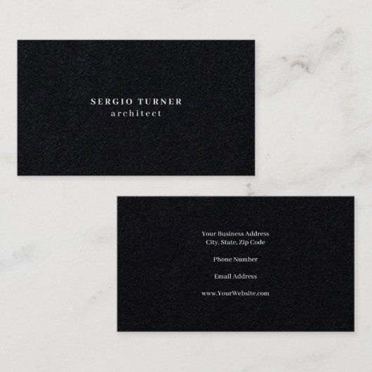 Premium zwarte trendy minimalistische professional visitekaartje (Voorkant / Achterkant)