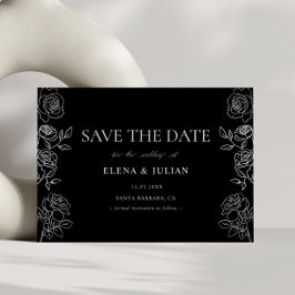 Premium Zwarte & Witte Franse Rozen Bruiloft Save The Date