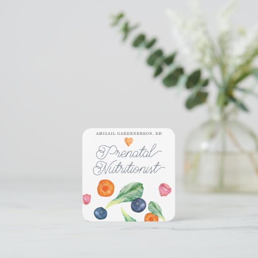 Prenatal Nutritionist Veggies Fruit Square Busine Vierkante Visitekaartje (Staand voorkant)