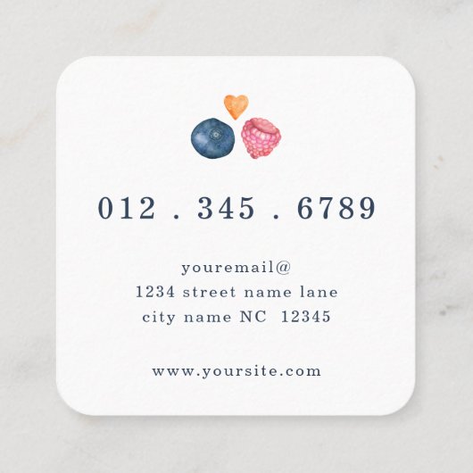 Prenatal Nutritionist Veggies Fruit Square Busine Vierkante Visitekaartje (Achterkant)