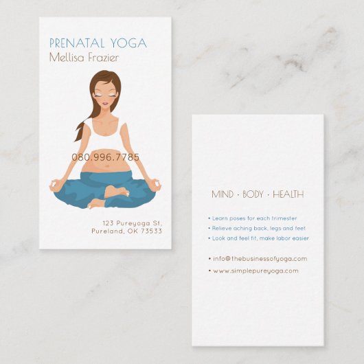 Prenatal Yoga Pilates Business/Instructor Visitekaartje (Voorkant / Achterkant)