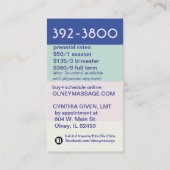 Prenatale massagepastel 2012 visitekaartje (Achterkant)