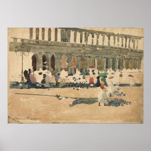 Prendergast - Caffe Florian in Venetië 1898 Poster (Voorkant)