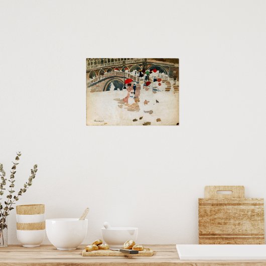 Prendergast - Paraplu's in de regen Venetië Poster (Keuken)