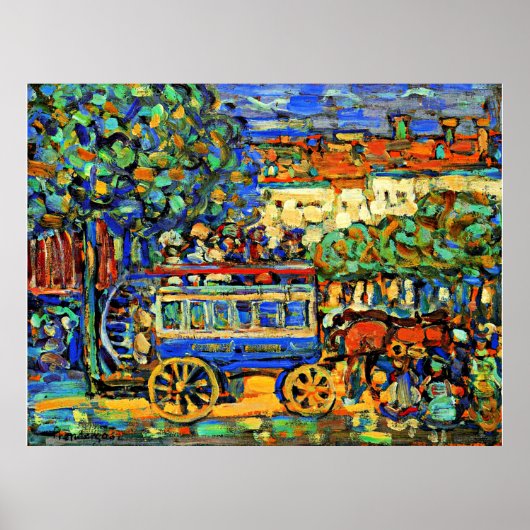 Prendergast - Paris Omnibus, kleurrijk schilderij Poster (Voorkant)