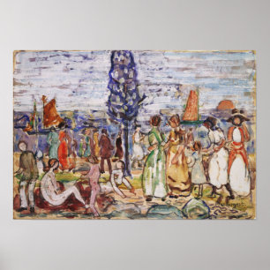 Prendergast - Strand met blauwe boom Poster