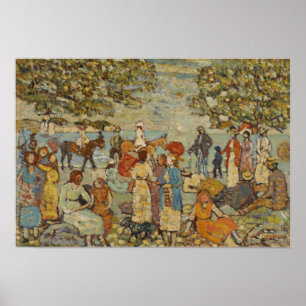 Prendergast - Strandtafereel met ezels (of muileze Poster
