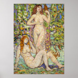 Prendergast - Twee figuren met zwaan 1910 Poster