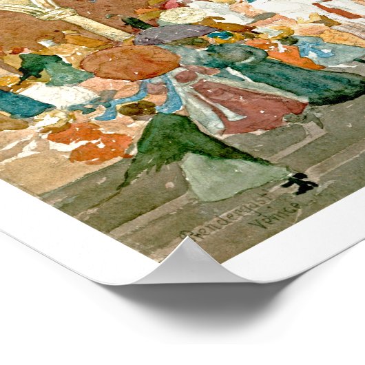 Prendergast: Zonlicht op St. Mark's Square Poster (Hoek)