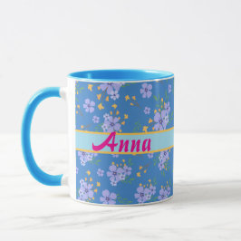 prénom personnalisé, Toile bleue, vintage Mok