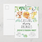 Prentbrief Jungle Feest Kinderen Uitnodiging (Voorkant / Achterkant)