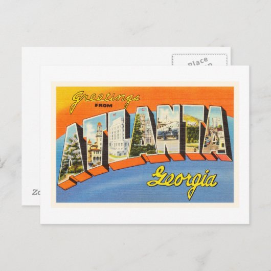 Prentbriefkaar van de Reis van Atlanta Georgië GA Briefkaart (Voorkant / Achterkant)