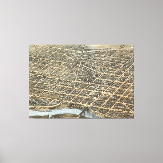prentkaart van Dayton Ohio (1870) Canvas Afdruk (Voorkant)
