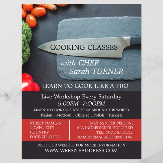 Prep Kitchen en Knife, Kokerklassen Adverteren Flyer (Voorkant)