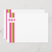 Prep Stripe Bright Pink en Lime Green Bedankkaart (Voorkant / Achterkant)