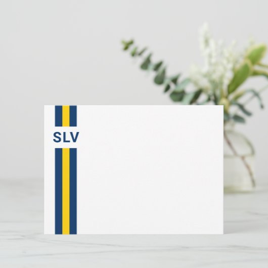 Prep Stripe Navy and Yellow Bedankt Card (Staand voorkant)