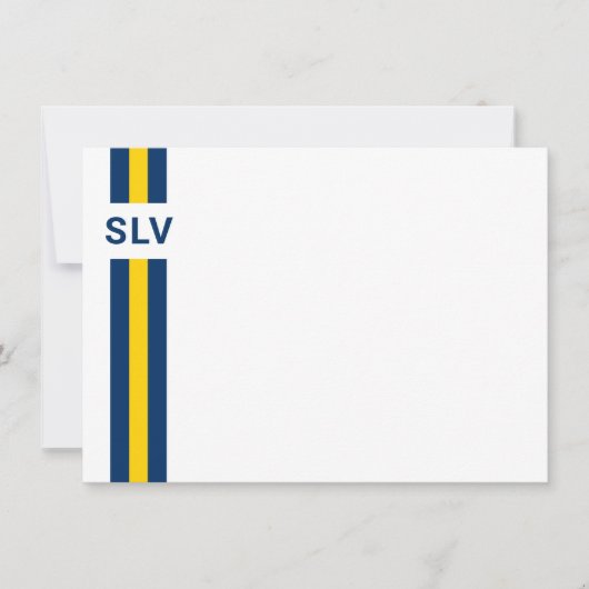 Prep Stripe Navy and Yellow Bedankt Card (Voorkant)