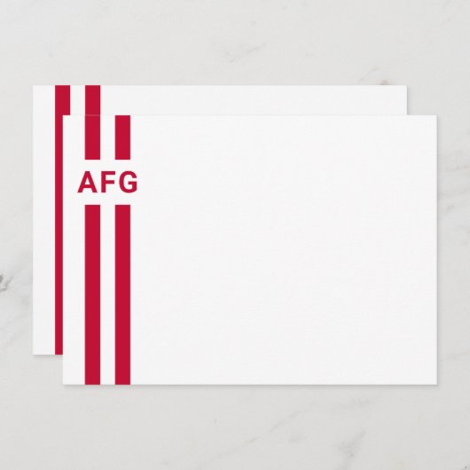 Prep Stripe Red en White Note Kaart Notitiekaartje (Voorkant / Achterkant)