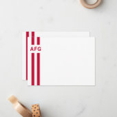 Prep Stripe Red en White Note Kaart Notitiekaartje (Voorkant / Achterkant in situ)