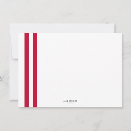 Prep Stripe Red en White Note Kaart Notitiekaartje (Achterkant)