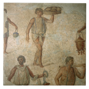 Preparaten voor een banket, fragment van marmer, l tegeltje