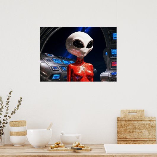 Preparing For Flight AI Alien Art  Poster (Keuken)