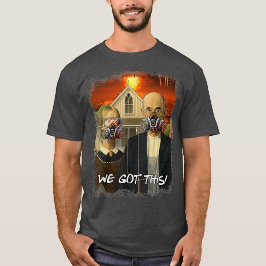 Preppers geeft American Gothic Parody Doomsday T-shirt (Voorkant)