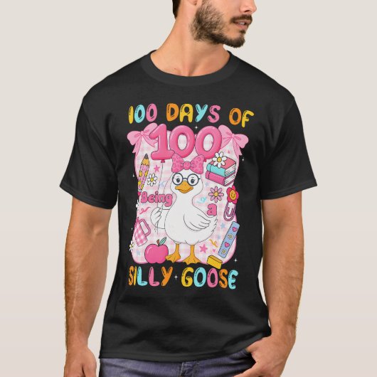 Preppy 100 Days Of Being A Silly Goose 100Th Day S T-shirt (Voorkant)