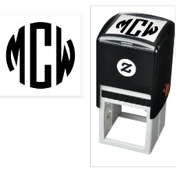 Preppy 3 Initiaal Circle Monogram Lisstijl 2X Zelfinktende Stempel