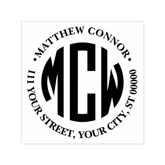 Preppy 3 Initiaal Cirkel Monogram Geprofileerd Adr Zelfinktende Stempel (Design)