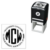 Preppy 3 Initiaal Cirkel Monogram Lisstijl Adres Zelfinktende Stempel (In situ)