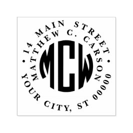 Preppy 3 Initiaal Cirkel Monogram Lisstijl Kader A Zelfinktende Stempel