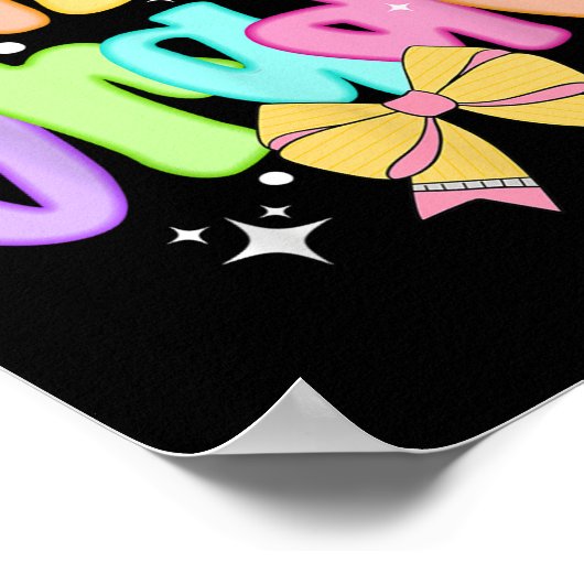 Preppy 3rd Grade Teacher Team Bow Back To School G Poster (Hoek)