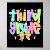 Preppy 3rd Grade Teacher Team Bow Back To School G Poster (Voorkant)