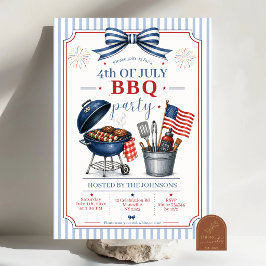 Preppy 4 juli onafhankelijkheidsdag BBQ uitnodigin Kaart