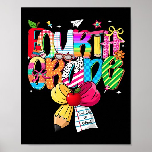 Preppy 4e klas droomteam terug naar school leraar poster (Voorkant)