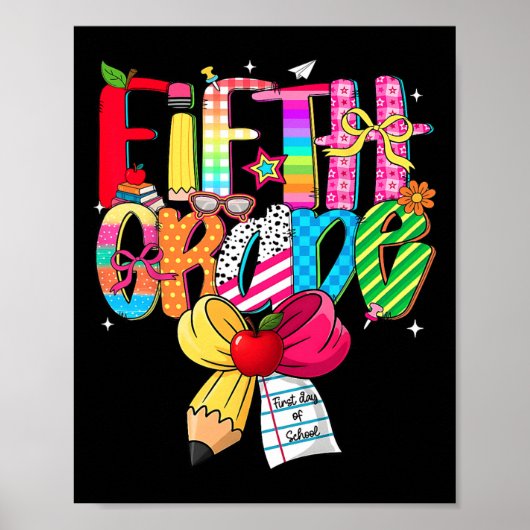 Preppy 5e klas droomteam terug naar school leraar poster (Voorkant)