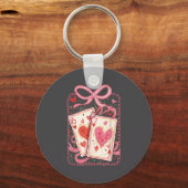 Preppy 6 7 Valentine Couple Love Hearts Playing Ca Sleutelhanger (Voorkant)