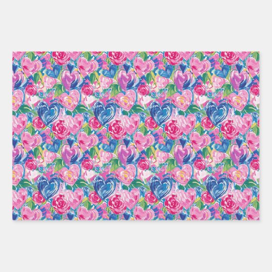 Preppy Abstract Hearts Wrapping Paper (Voorkant 3)