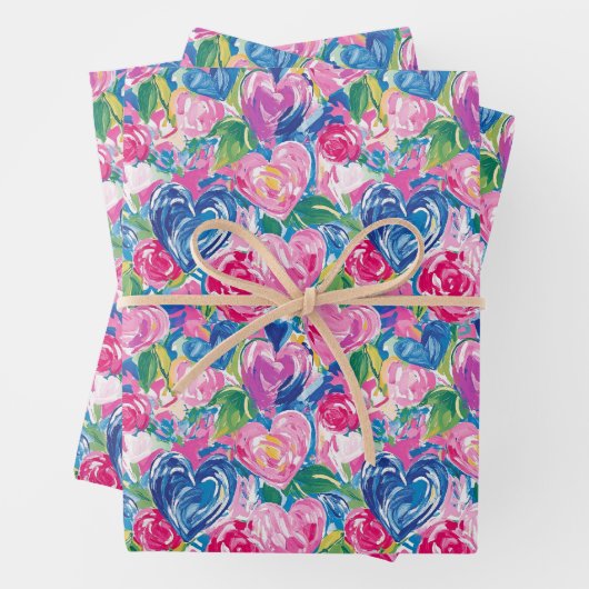 Preppy Abstract Hearts Wrapping Paper (In situ)