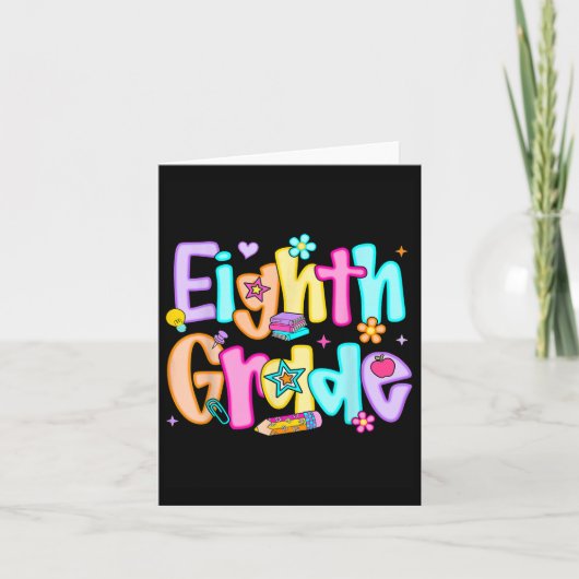 Preppy Achtste Graad Terug naar School 8ste Graad  Kaart (Voorkant)